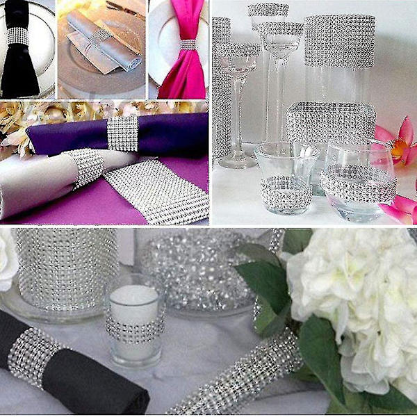 50 stk Serviettringer Rhinestone Serviettringer Diamant Serviettholdere Spenner