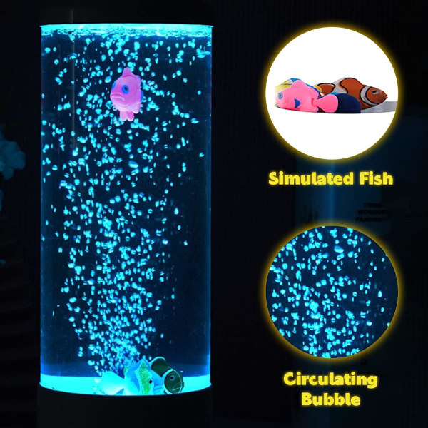 Lava Lampe Fantasy Natlampe og 3 Fisk Jellyfish Lampe LED Akvarium Lava Natlampe med USB Børn Voksne Hjem Soveværelse Kontor Dekorativ Gave