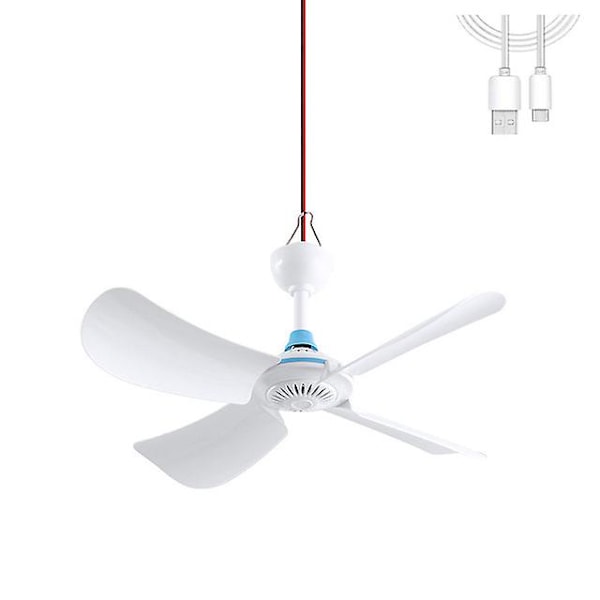 Mini 6 Leaves USB Powered Ceiling Fan Canopy Fan for Camping Bed Dormitory Tent