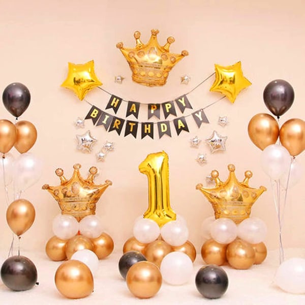 12 stykker gull kroneballonger aluminiumsfolie helium ballonger, aluminiumsfolie krone ballonger til bursdag bryllup Halloween julefest dekorasjoner A