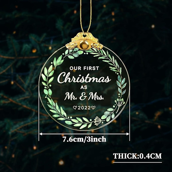 Klar Kristalljulkula, Första Juldekorationen För Nyfödd, Son, Dotter, Herr Och Fru - Guld