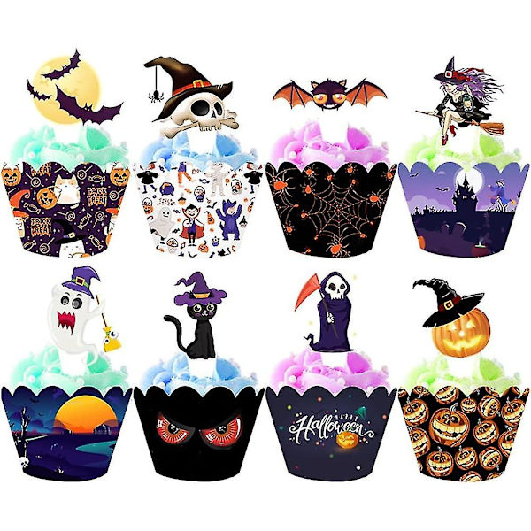 Halloween Cupcake-dekorasjoner - 48 stk Søte Edderkopp Toppere