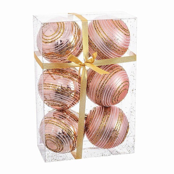 Julkulor Rosa Plast Spiral 8 x 8 x 8 cm (6 stycken)