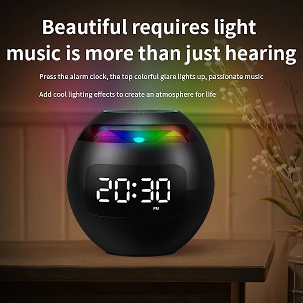 Mini Väckarklocka Bluetooth Högtalare Trådlös Ljudbox med Induktionshuvud LED-Display Hifi TF-Kort
