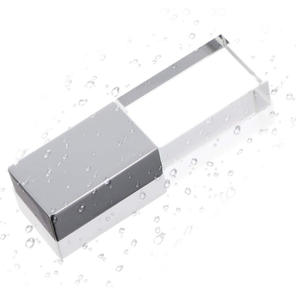 16/32gb ny kristall genomskinlig rektangel USB minne Bröllopspresent Pen Drive, silver(16GB）