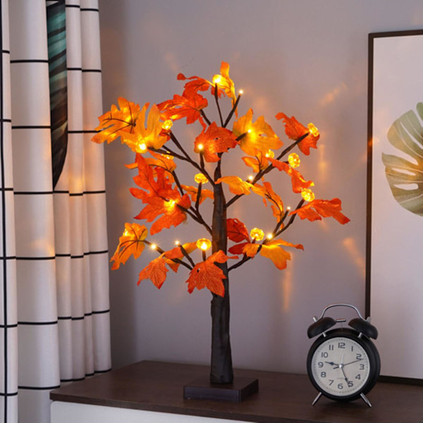 Höstlövslampa med lönnlöv Justerbar Ljusupplyst Pumpa Lönnlövlampa Tacksägelse Skörd Halloween Jul Skrivbordsdekoration (C)