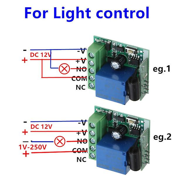 Trådlös fjärrkontroll för DC 12V enkelkanalig multifunktionsfjärrkontrollbrytare med 2 RF-fjärrkontrollssändare 2 knappar (433MHz)