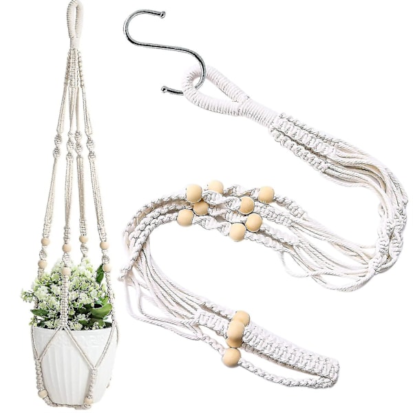2 st Macrame Vägghängande Planthållare Växt Hängare Macrame Fläta Vägg Hängande Planthållare Bomullsrep Med Pärla Blomkruka