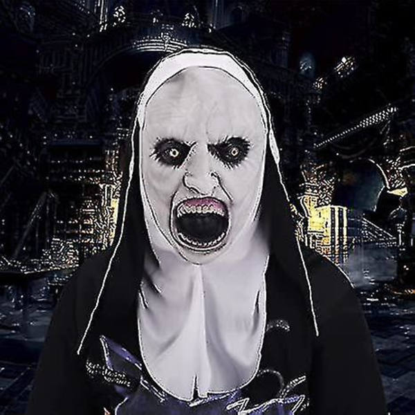 Nonne Scary Latex Maske Halloween Party Byens Nonne Maske Cosplay Kostume Fuld Hoved Krybende Maske Hexe Maske Zombie Ondt Klæd Dig Ud