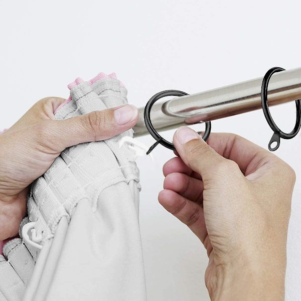 20-pack duschdraperiringar för badrum duschfönsterstång (svart)