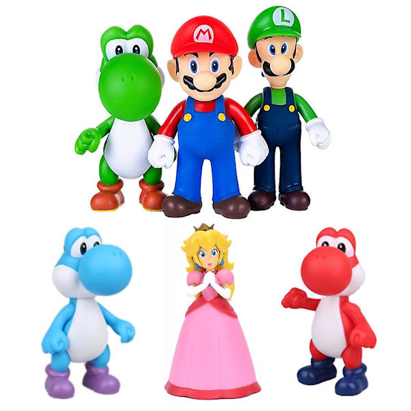 Super Mary Series Anime Figur Samlarobjekt Mario Bros Luigi Yoshi Donkey Kong Wario Pvc Anime Modell Barn Julklapp (12cm)