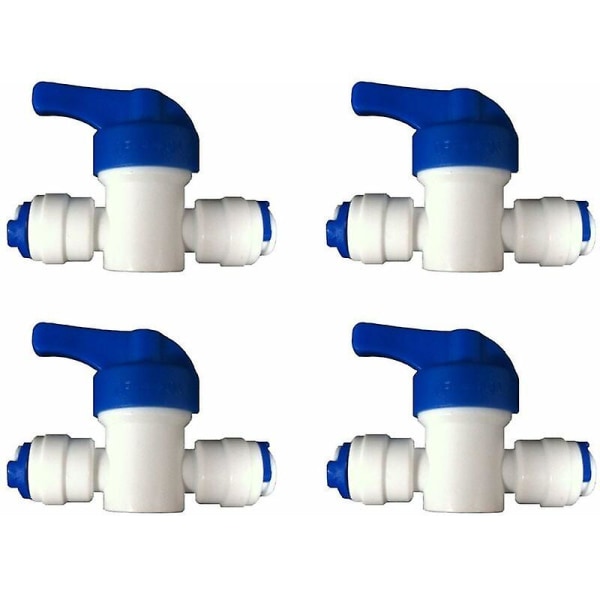 Vatten 4-pack Inline-kranventiler för 1/4 LDPE Kylskåp Frys Omvänt Osmos Filtersystem