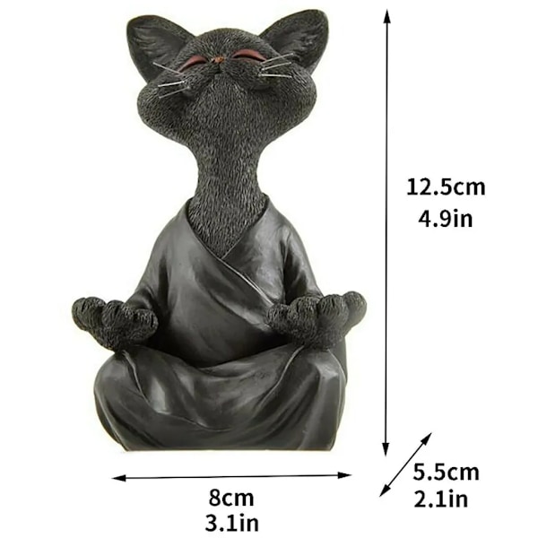 Oikukas Buddha-kissahahmo Jooga Keräilyesine Onnellinen Kissa Koti Dekor Buddha-kissahahmo Meditaatio Jooga Keräilyesine Onnellinen Kissa Dekor Koristeet 13cm Musta