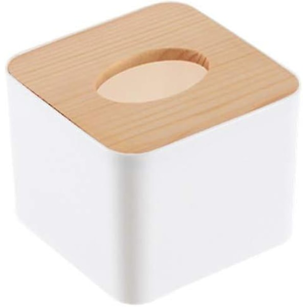 Tissue Box-Removable Wood Cover Plastic Tissue Box Holder Storage Organizer for Home Car &Office