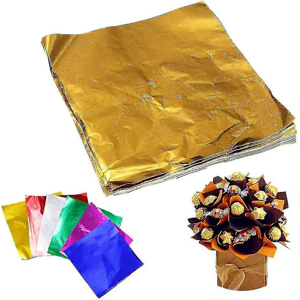 Färgad Aluminiumfolie för Inpackning, 600 Ark Chokladgodis Inpackningspapper, Aluminium Godis Inpackningspapper för Choklad, Godis, DIY, Tepåsar (6 Färger