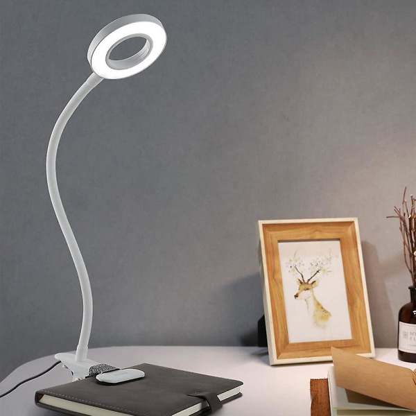 Läslampor , Led USB bordslampa med 3 färglägen, ögonskyddsbokklämlampa , 360 Flexibel svanhalsklämlampa för sänggavel och vid skrivbord
