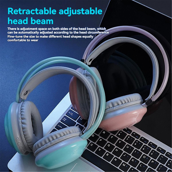 RGB Gaming Headset Bluetooth Trådlösa Hörlurar E-Sport Gaming Headset Dynamisk Belysning Datorhörlurar Svart