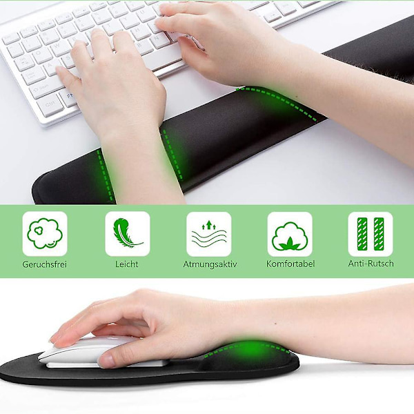 Tangentbordshandstöd och musmatta med handledsstöd, minnesskumset för dator/laptop/mac
