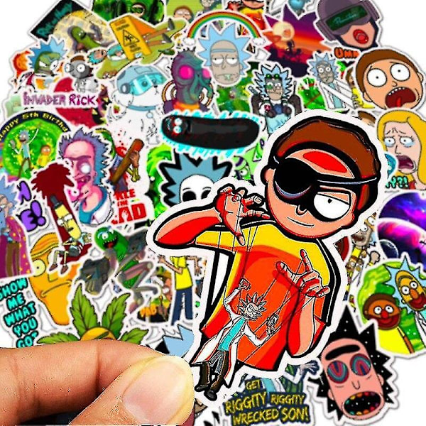 Anime Morti ja Rick -piirroshahmo tarrat (50 kpl täydellinen setti)