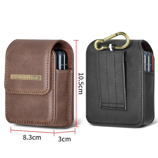 Premium Læder Bælteklips Holster Talje Bærende Hængende Taske Etui Kompatibel Med Samsung Galaxy Z Flip 4 Z Flip 3 Niuniu (Sort)
