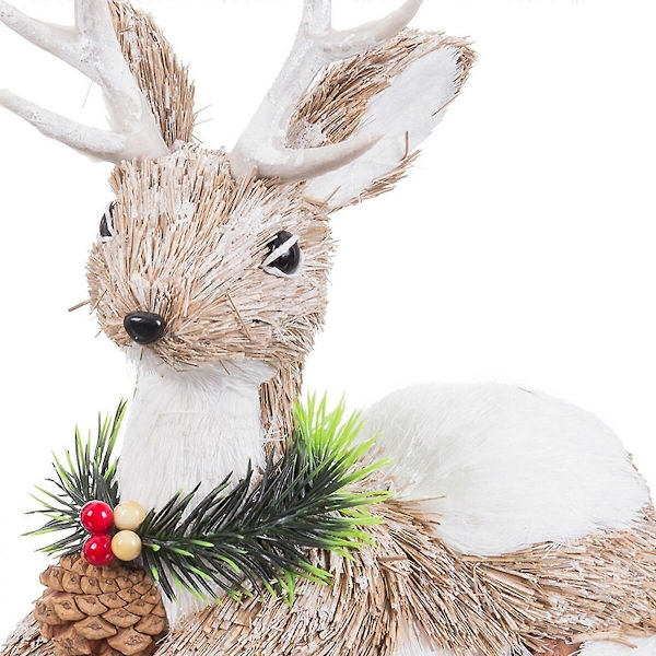 Julgranskula Vit Naturfiber Polyfoam Rådjur 24 x 11 x 26 cm