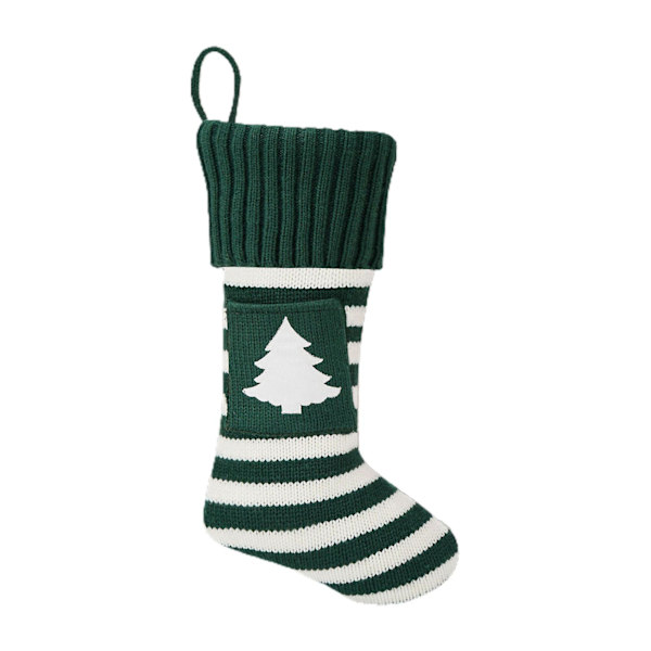 Julstrumpor i Stickad Design med Snöflinga och Hängande Rep (D)