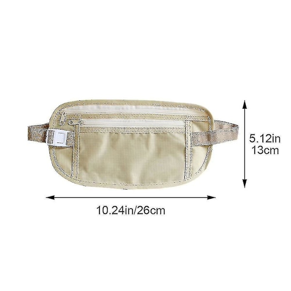 Reisepengebelte Vanntett Passholder Midjebelte Skjult Reise Lommebok Sikker Fanny Pack Tingquan Store,beige