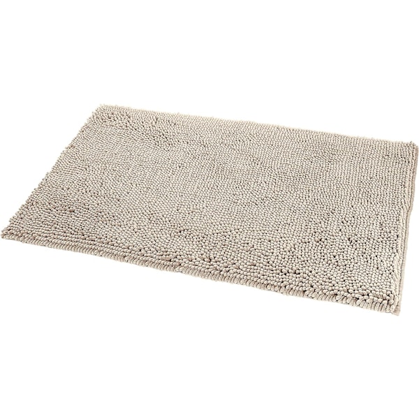 Halkskyddad badrumsmatta i mikrofiber med hög lugg 40 x 60 m Beige