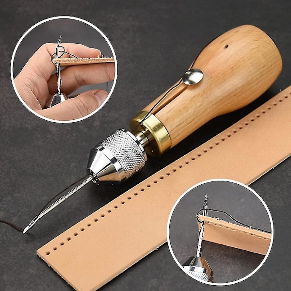Sömnadsnålset Läder Handstygn Tråd Nålar Kit