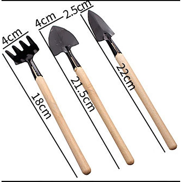 1 set mini trädgårdsverktyg hushåll trähandtag design mini trädgårdsverktyg