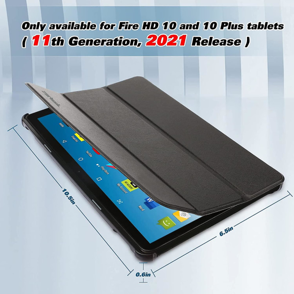 Helt nye Kindle Fire Hd 10 nettbrettetui, Fire Hd 10 Plus nettbrettetui (11. generasjon, 2021-utgivelse) - Ultralett Slim Fit-beskyttelsesdeksel med Auto W