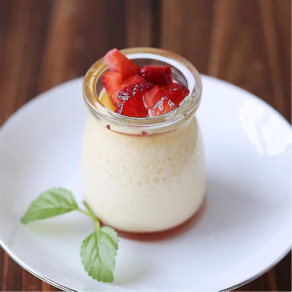 6 st 100 ml yoghurtpuddingglasburkar med plastlock, minikoppar, små glasflaskor, efterrättsdekorationer