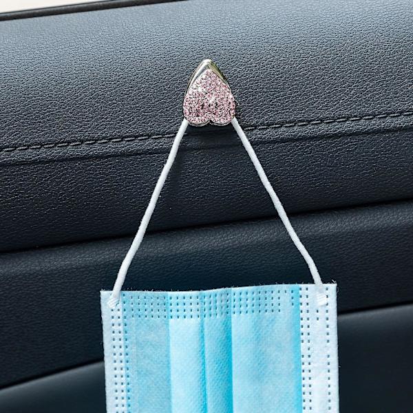 3 stk. Bling Bling Hjerteformet Bilkrog, Multifunktionel Bil Dashboard Krog Mini Rustfrit Stål Væg Krog Skinnende Rhinestone Hængende Krog Organizer Glit
