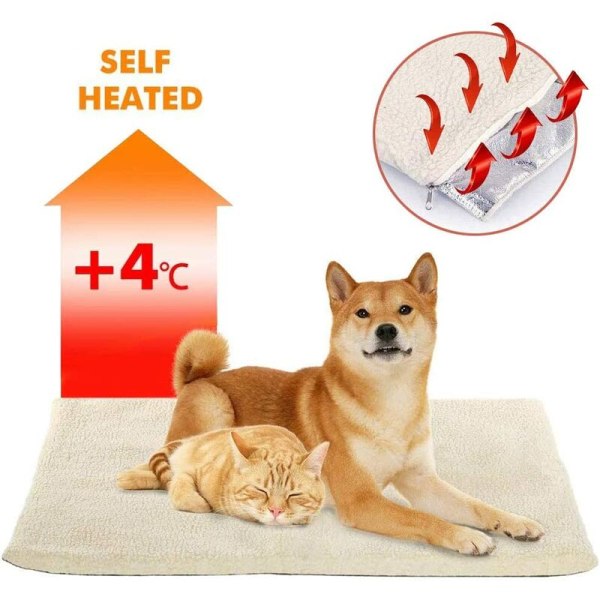 Katt och hund självuppvärmande kudde, värmefilt utan el eller batteri  (självvärmande kudde för husdjur beige 6045cm),HANBING 2458 | Fyndiq