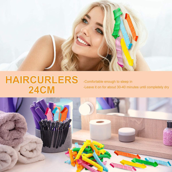 Hair Rollers Curlers, Manual Hair Rollers, Hair Rollers, Heatless Curls Hair Rollers, Magic Hair Rollers, Spiral Curling Hair Styling Kit, 18 delar H
