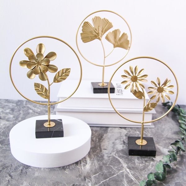 Konstverk Ornament Guld Ginkgo Blad Miniatyr Dekorationer Blomma Hantverk Ornament (E)