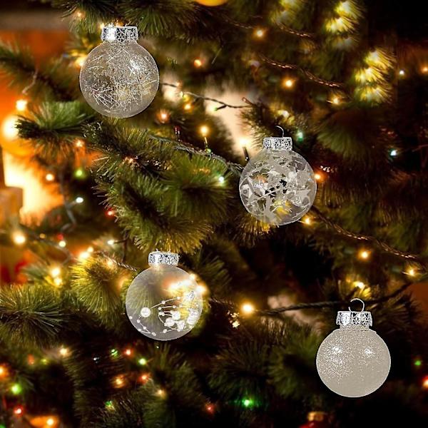 24 st julgranspynt 6 cm/2,36 tum Färgade Plast Transparenta Kulor Set Osplitterliga Målade Kulor