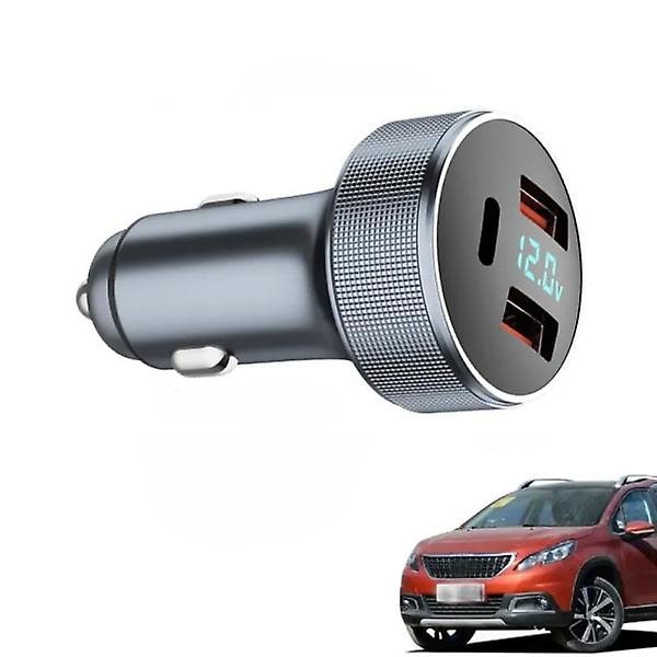 Snabbladdare PD Type C + 2x USB QC3.0 bil båt mobilhus husvagn Silver