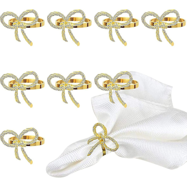 Paket med 12 Servettringar i Legering, Ihålig Blomma (Gyllene Rosett)