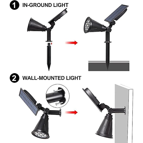 7 LED solcellslampa, solstrålkastare med 7 färgskiftning, trådlös vattentät IP65 trädgårdslampa med 180° justerbar utomhus solstrålkastare för