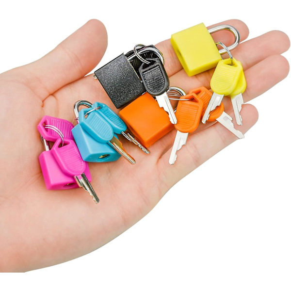 6-osainen minimatkalaukun lukko 2 avaimella, 6 väriä pienet matkalaukun lukot Matkalaukun lukot reppuihin, matkalaukkuihin, kaappeihin, 3,3 x 2,1 cm
