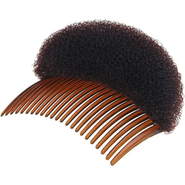 2PC Bump It Up Volume Hårstyling Clip Bun Maker Hårindsatsværktøj Multifunktionelt hårtilbehør med kam til øjeblikkelig frisure (brun)