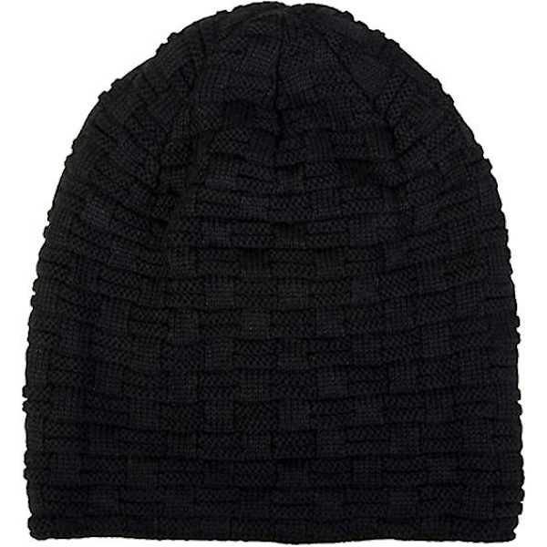 Fint strikket varm lue med flettemønster og supermyk fleecefôr, unisex, svart