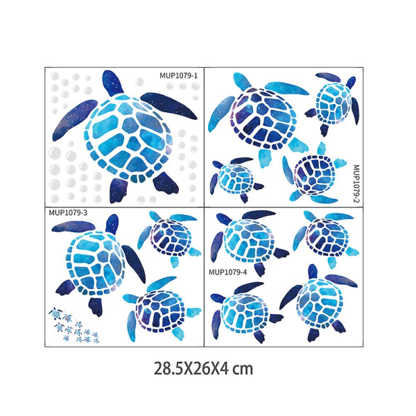 Blue Sea Turtle Veggdekor Skilpadde Vinyl-klistremerker Skilpadde sjøskilpadde-skjell-dekor Baderomsdekor Undervanns-havtema-klistremerker