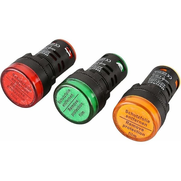 Set of 3 AD16-22D/S 12V DC 20mA Red/Green/Yellow 22mm LED Turn Signal Light