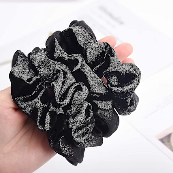 Satin Scrunchies i Sort Silke til Hår Store Scrunchies Satinpakker til Hår Scrunchies 10-pak (sort)