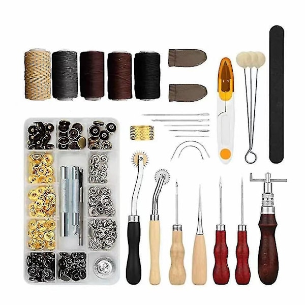DIY-työkalut/rautavara 28 osan nahkatyökalujen sarja käsinompeluun/ompeluun ja leimaamiseen P