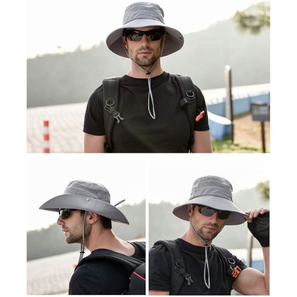 Sun Fashing hatt för män, 3,5" bred brätte kyler när den är våt Super bred brättad solhatt för fiske, vandring