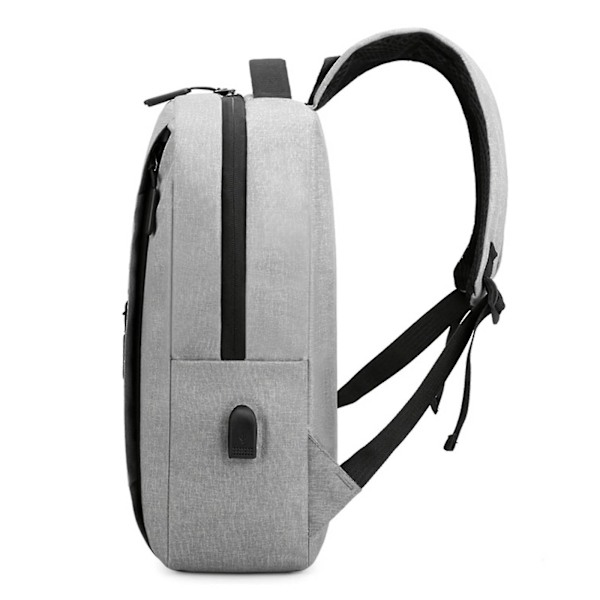 Mænd Rygsæk 15,6 Tommer USB Opladning Vandafvisende Laptop Computer Taske Casual Business (Grå)