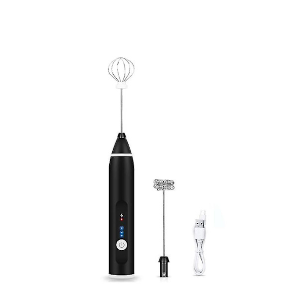 Elektrisk melkeskummer USB-oppladbar, visp, skummer, svart